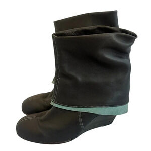 Coclico Anthropologie Brown Foldover Boots Booties Soft Leather Size 37 6.5 7
